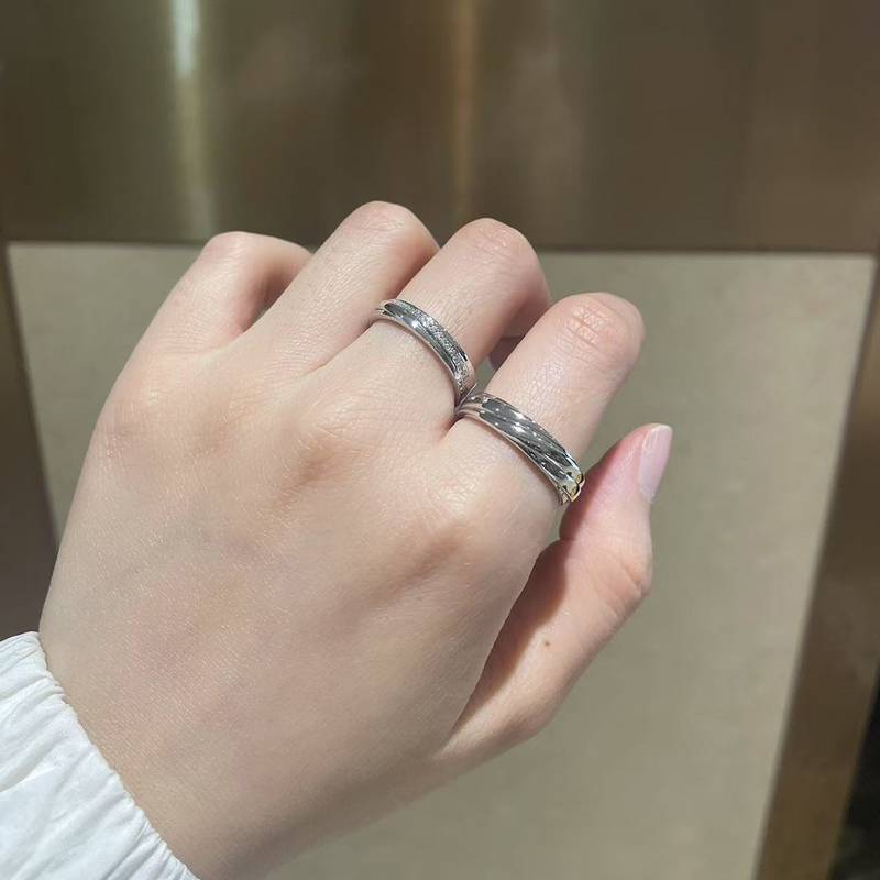 S925 Silver Plated Platinum Couple's Ring Customized Selection, Accessory Stone Moissanite Diamond 0.2ct
